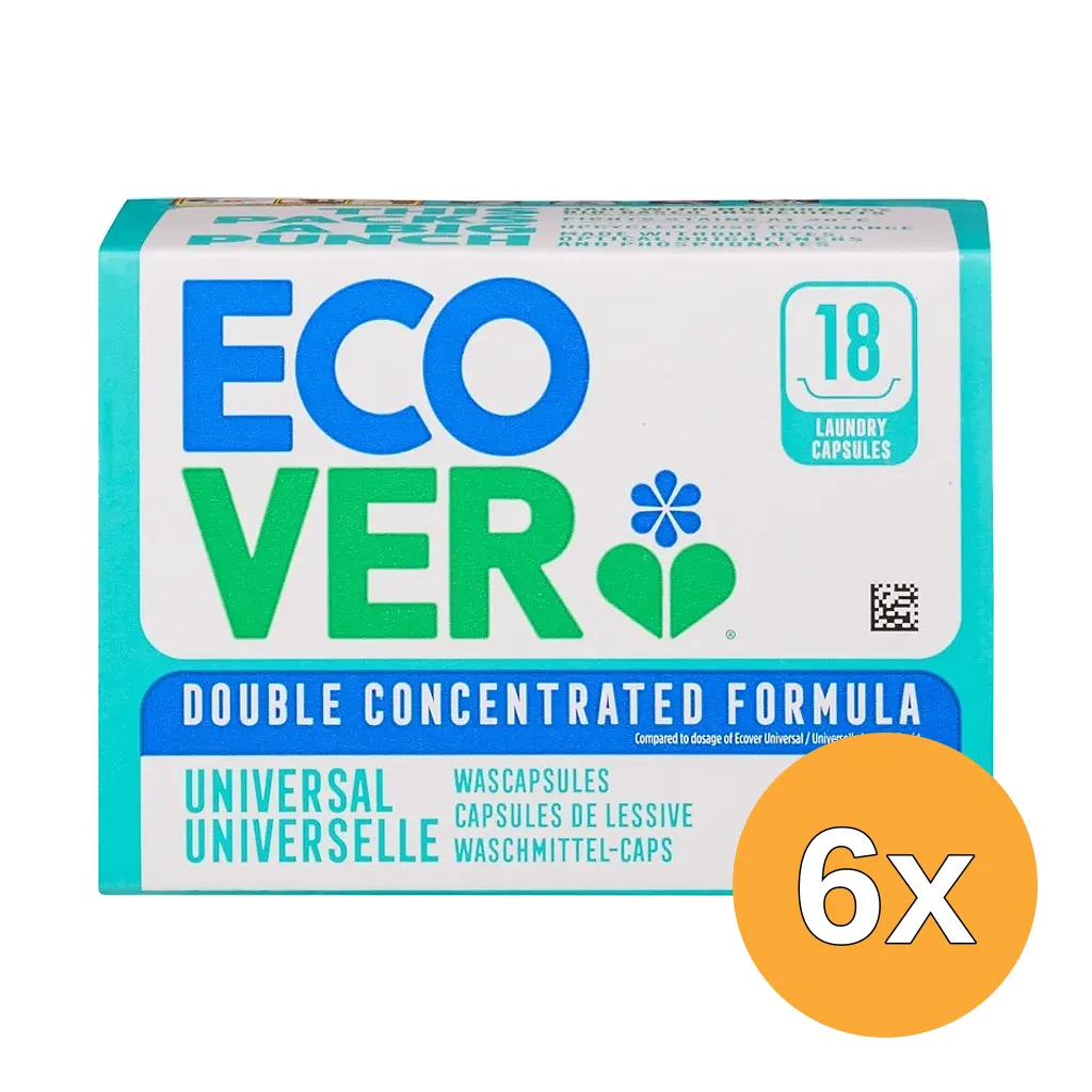 6x Ecover Wascapsule Universal (18 stuks)