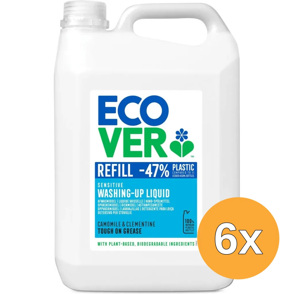 6x Ecover Afwasmiddel Kamille & Clementine Navulling (5000 ml)