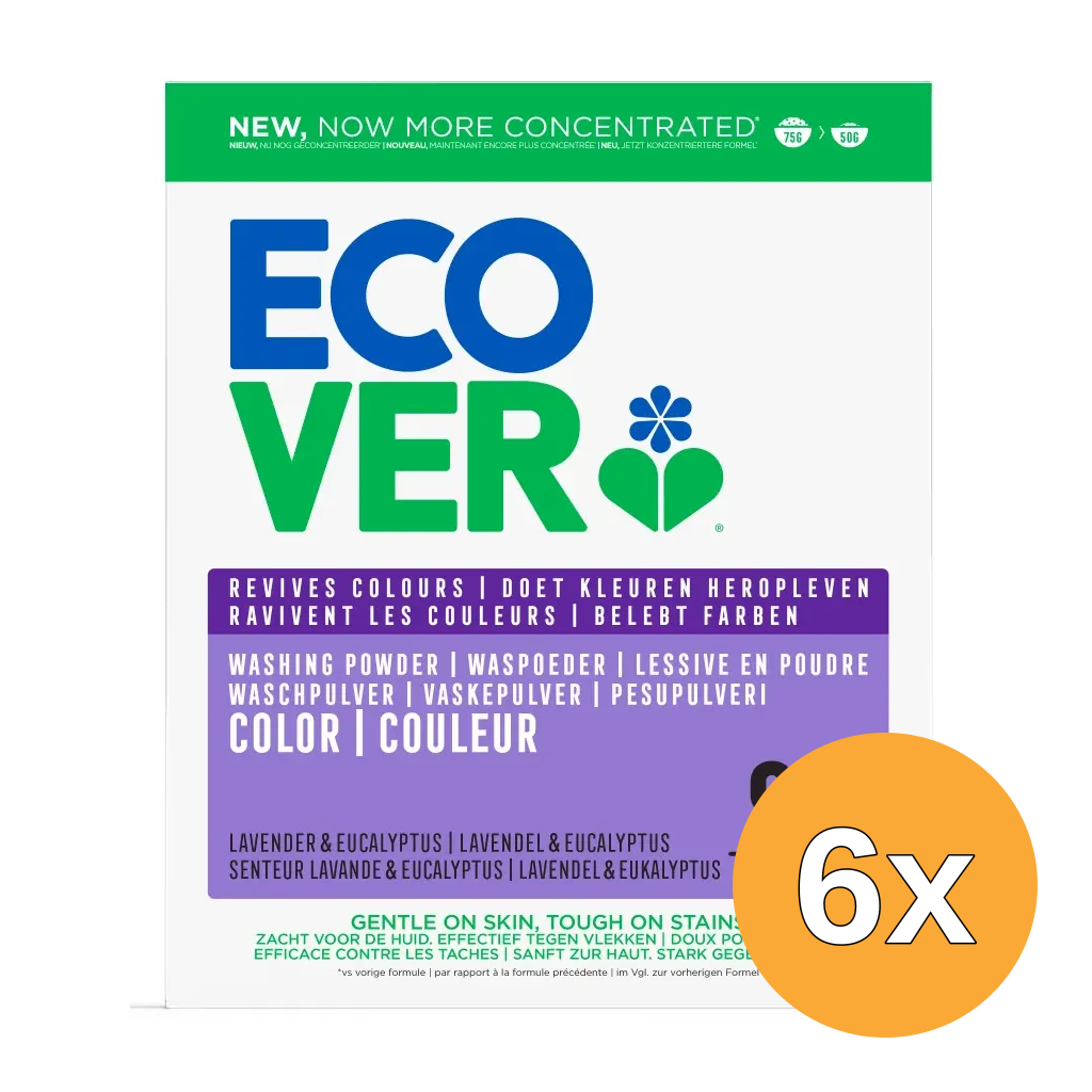 6x Ecover Waspoeder Color Lavendel & Eucalyptus 4kg (4000 gr)