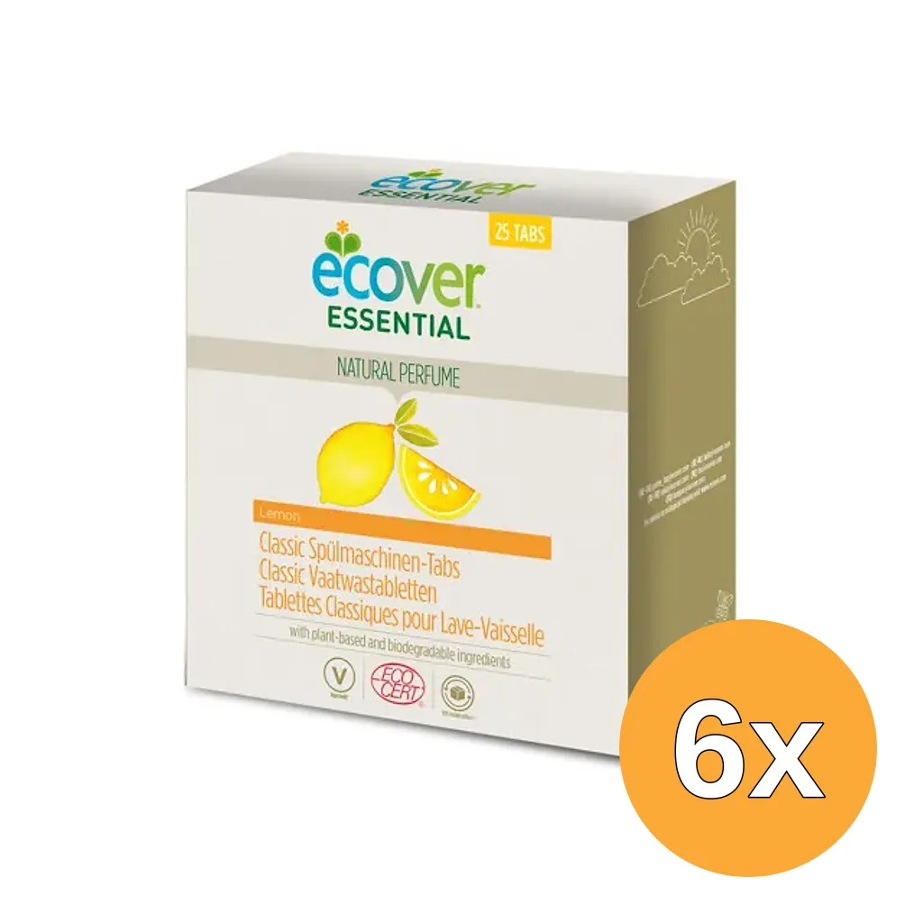 6x Ecover Essential Vaatwastabletten (25 stuks)