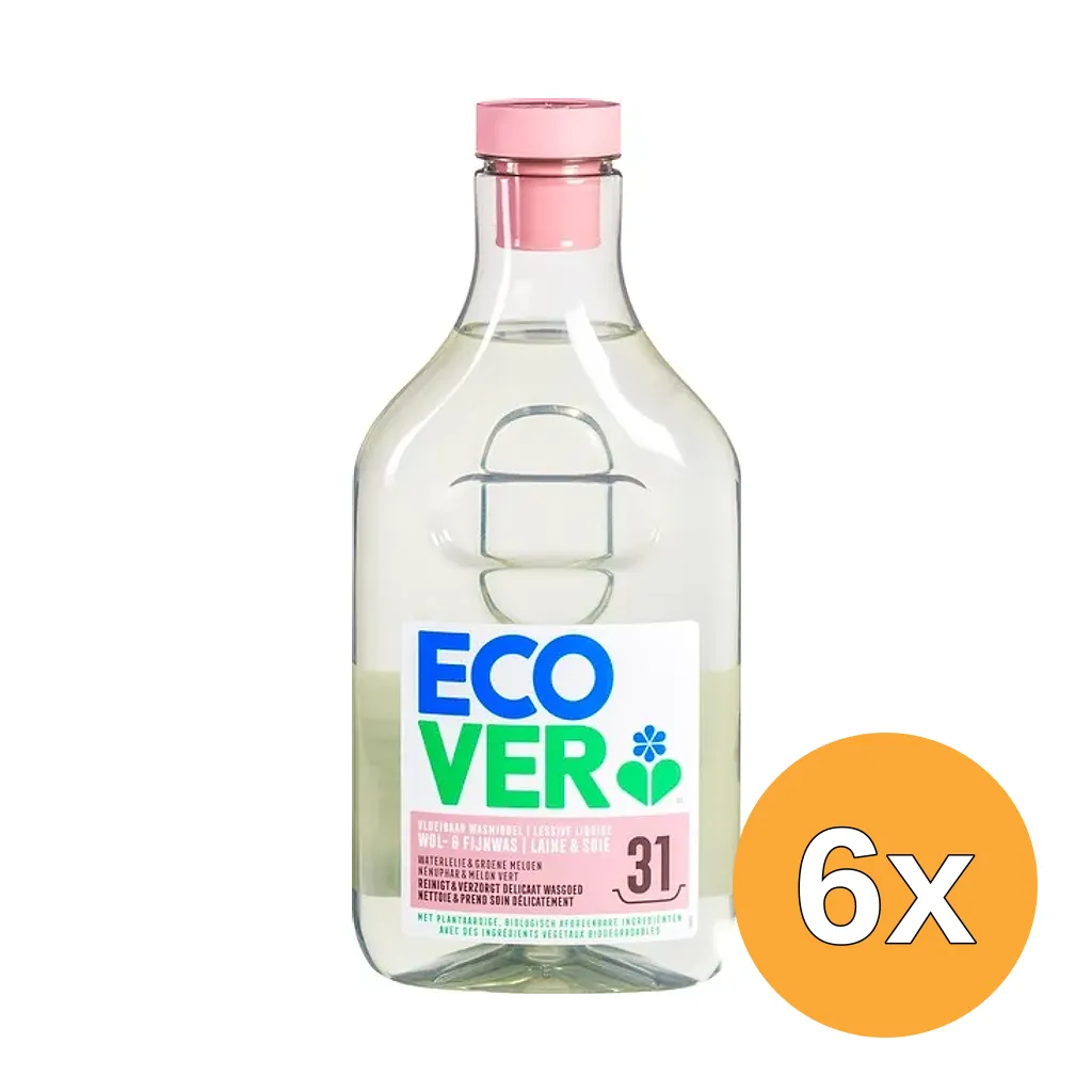 6x Ecover Wol-&-Fijnwasmiddel Vloeibaar (14300 ml)