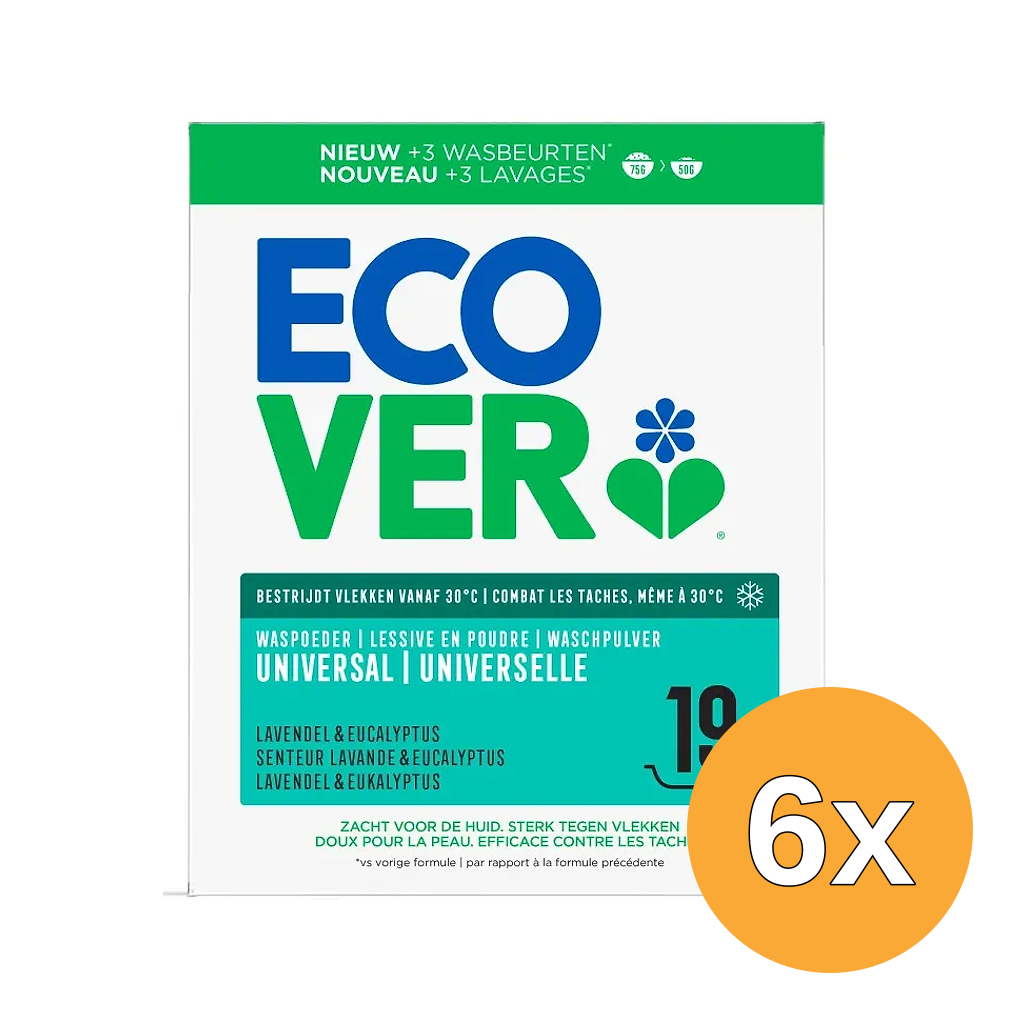 6x Ecover Waspoeder Universeel Lavendel & Eucalyptus (950 gr)