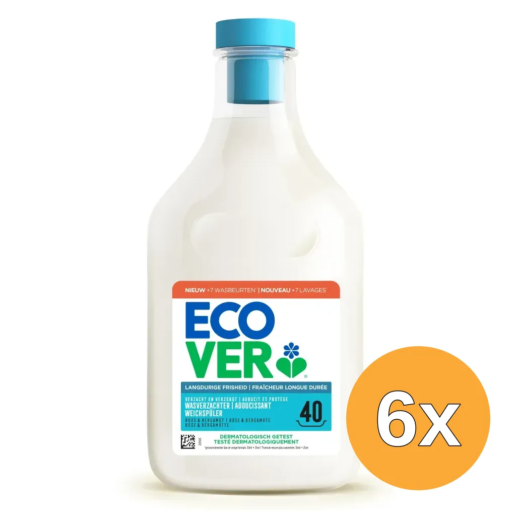 6x Ecover Wasverzachter Roos & Bergamot 1lt (1000 ml)