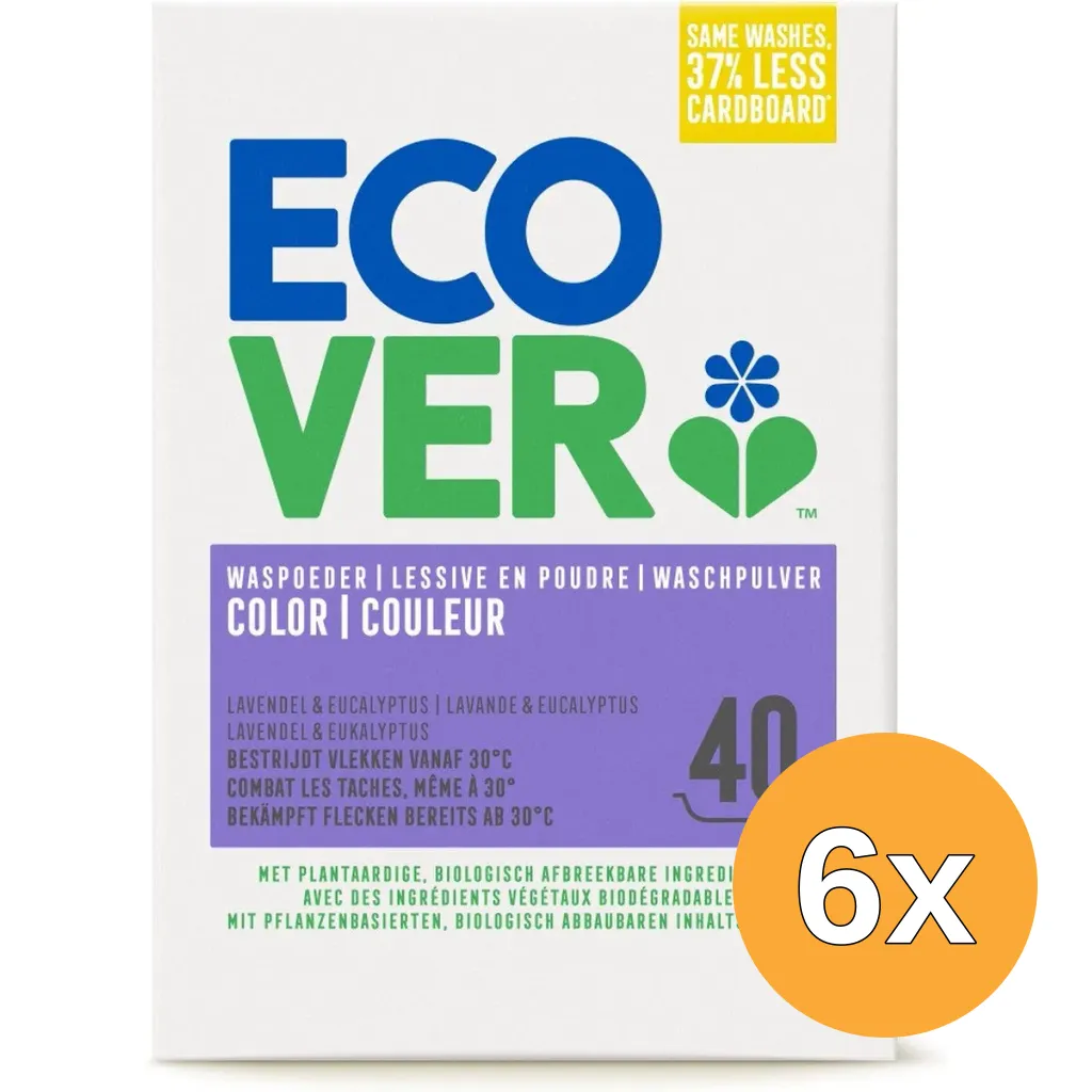 6x Ecover Waspoeder Color (3000 gr)
