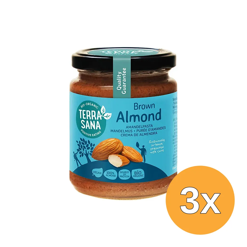 3x TerraSana Amandelpasta bio (250 gr)
