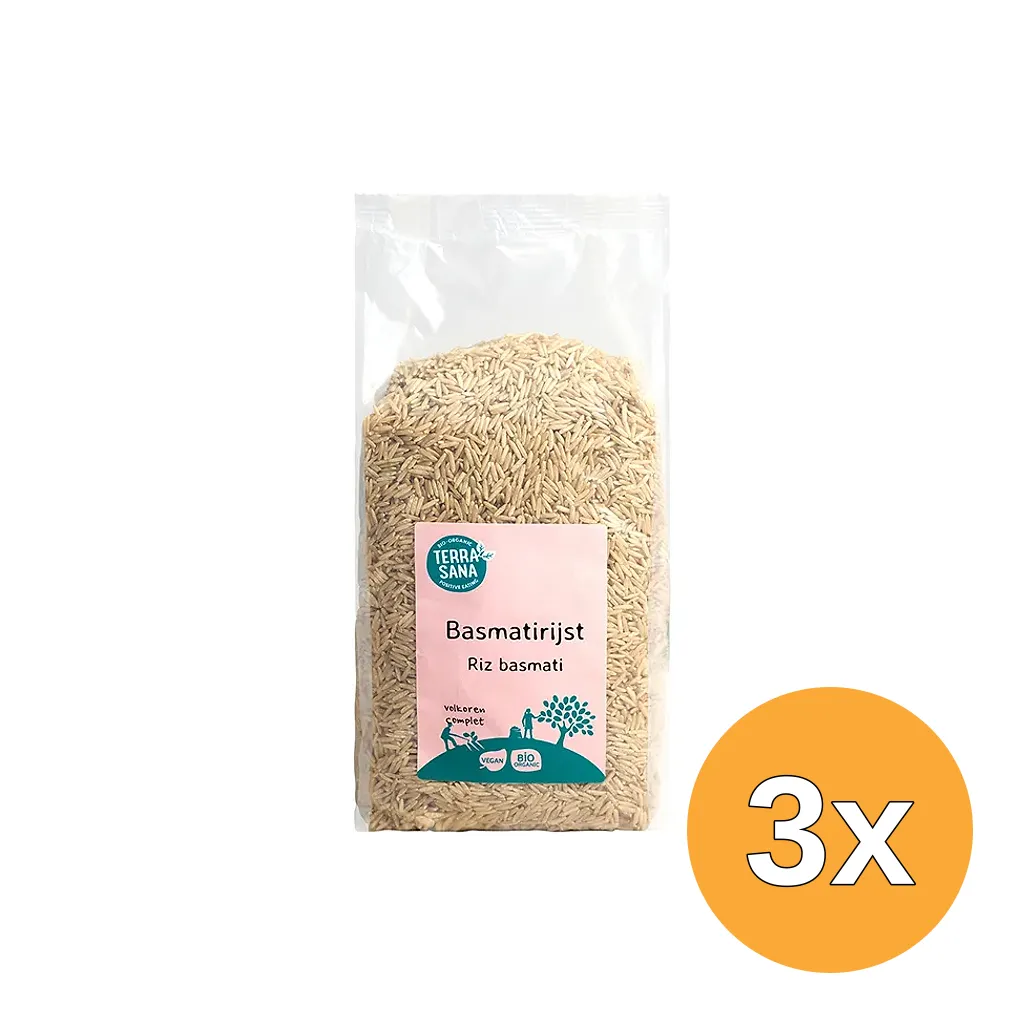 3x TerraSana Basmati rijst bruin bio (1000 gr)