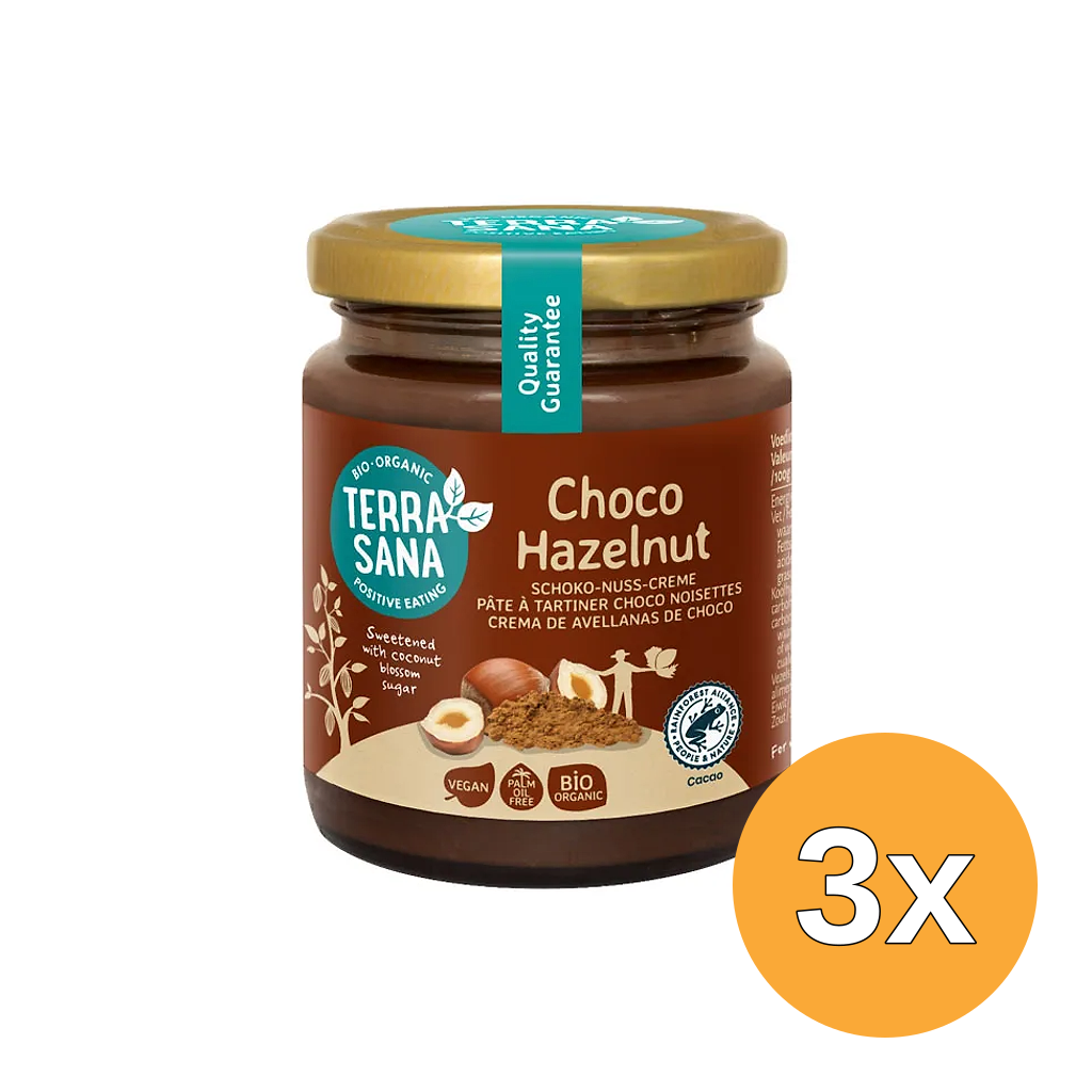 3x TerraSana Choco hazelnootpasta bio (250 gr)