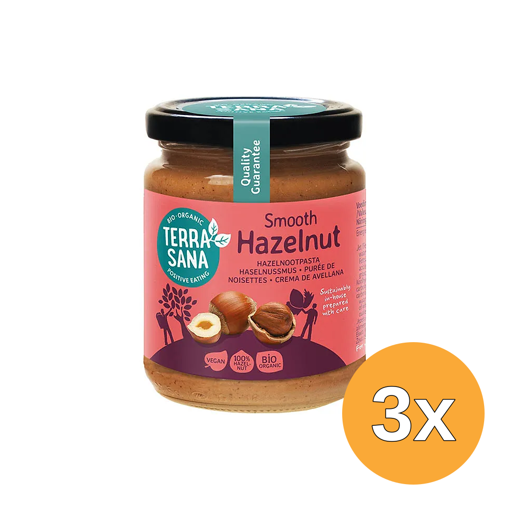 3x TerraSana Hazelnootpasta bio (250 gr)