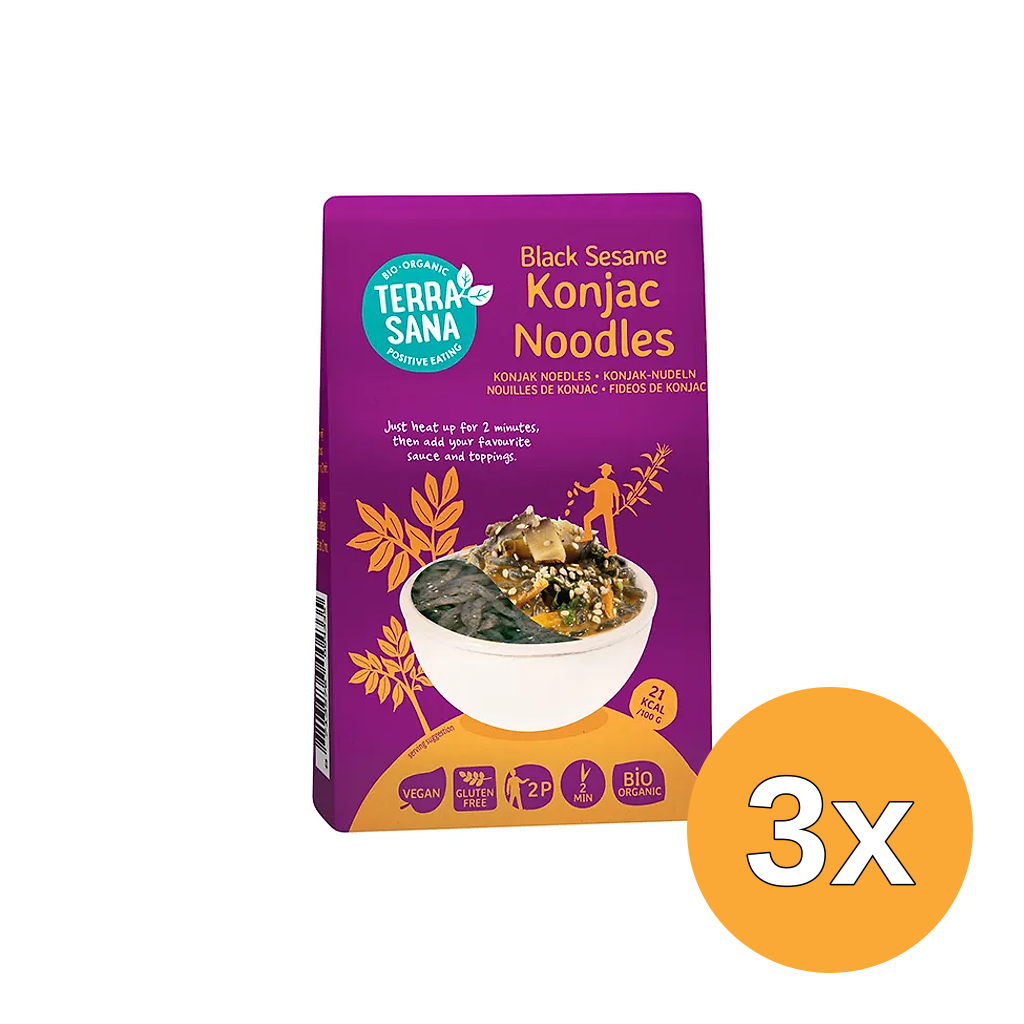 3x TerraSana Konjac Noodles Zwarte Sesam (250 gr)