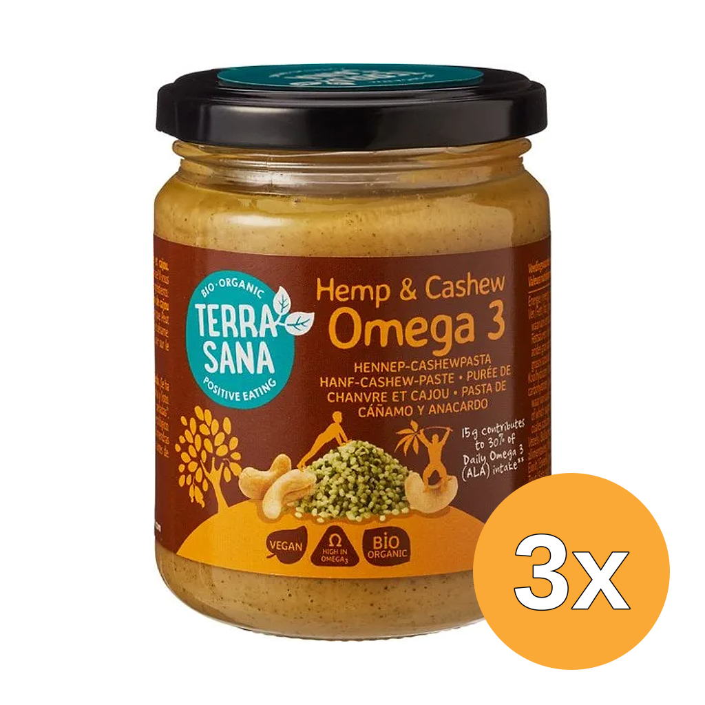 3x TerraSana Omega 3 Hennep Cashewpasta (250 gr)