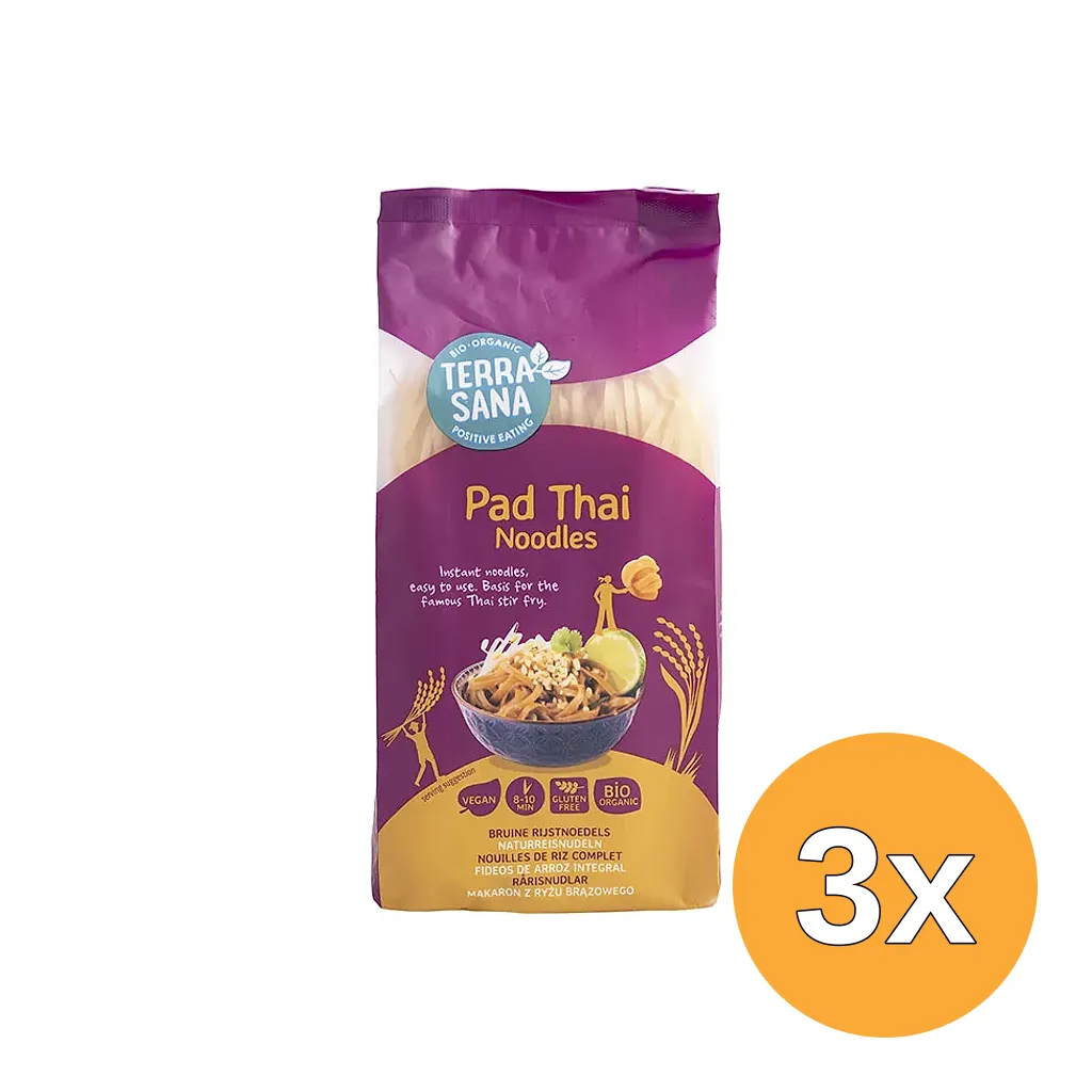 3x TerraSana Pad thai noodles van bruine ri (250 gr)
