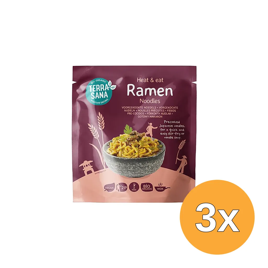 3x TerraSana Pre-Cooked Ramen Noodles (300 gr)