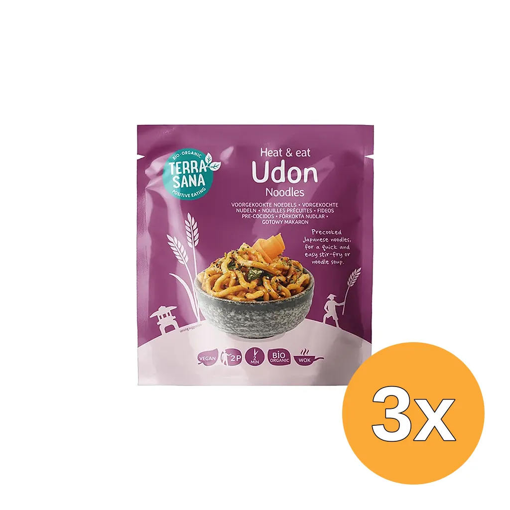 3x TerraSana Pre-Cooked Udon Noodles (300 gr)