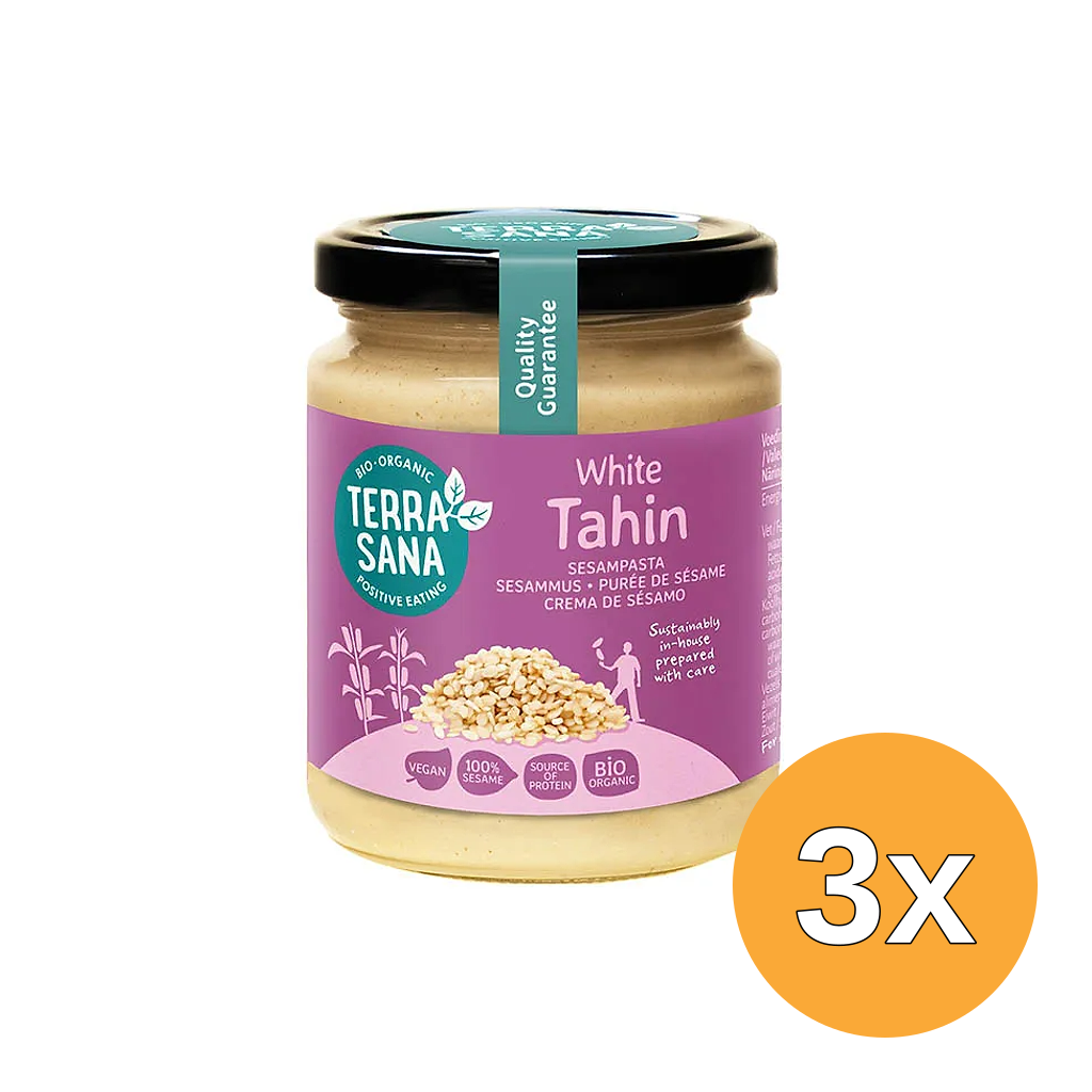 3x TerraSana Tahin Sesampasta wit bio (250 gr)