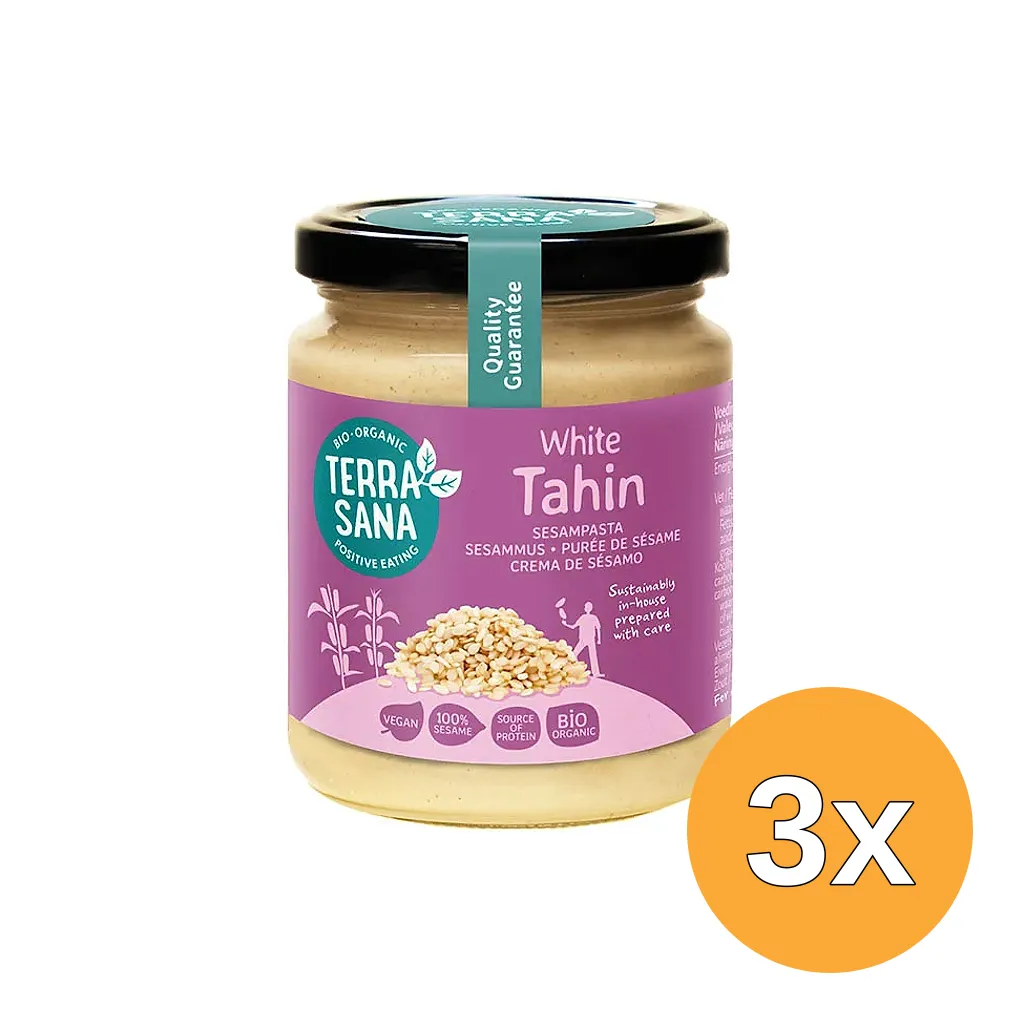 3x TerraSana Tahin Sesampasta wit bio (250 gr)