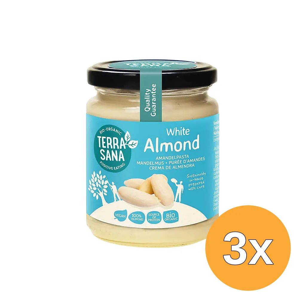 3x TerraSana Witte amandelpasta bio (250 gr)