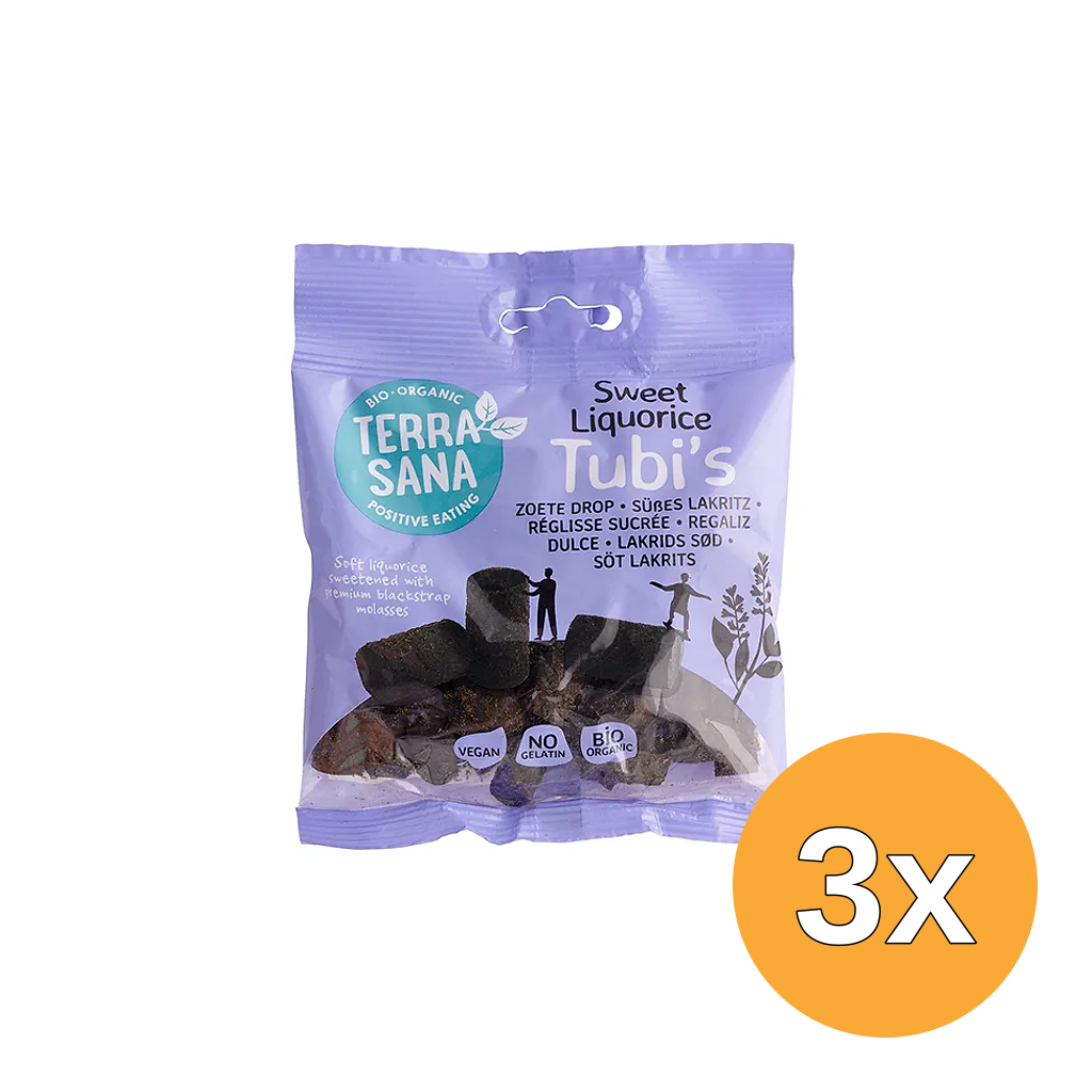 3x TerraSana Zoete drop tubi's bio (100 gr)