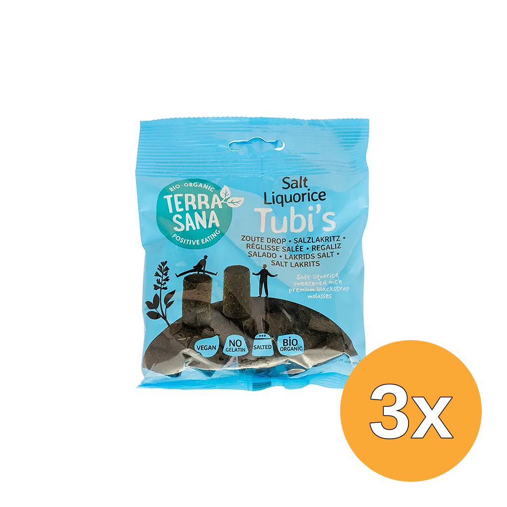 3x TerraSana Zoute drop tubi's bio (100 gr)
