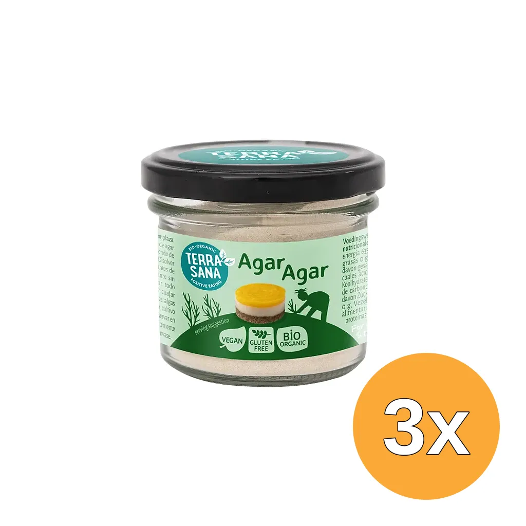 3x Terrasana Agar Agar Poeder Bio (50 gr)