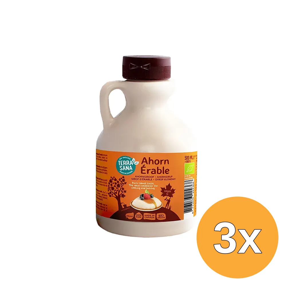 3x Terrasana Ahornsiroopgraad C in Jug Bio (500 ml)