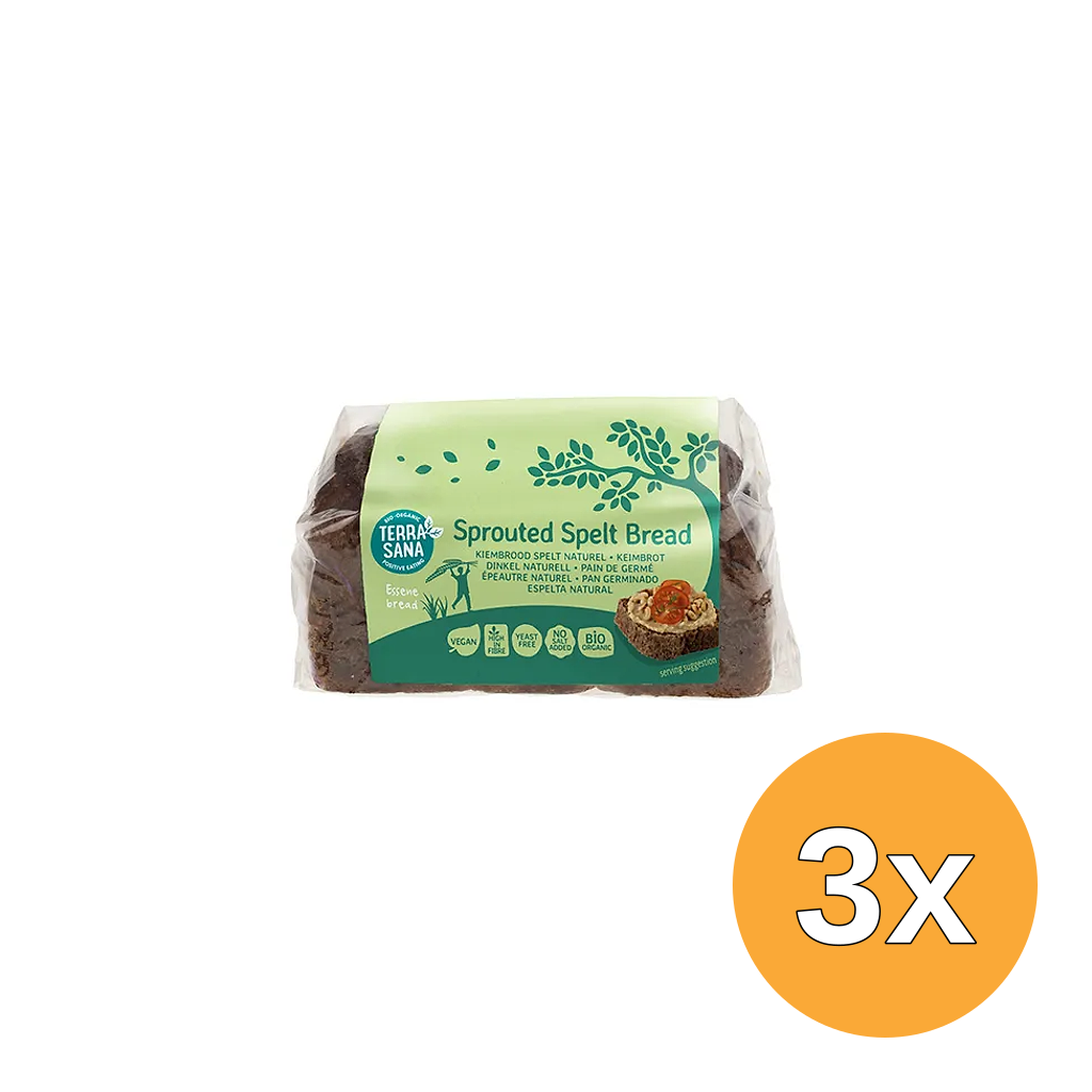 3x Terrasana Gekiemd Speltbrood Naturel Bio (400 gr)