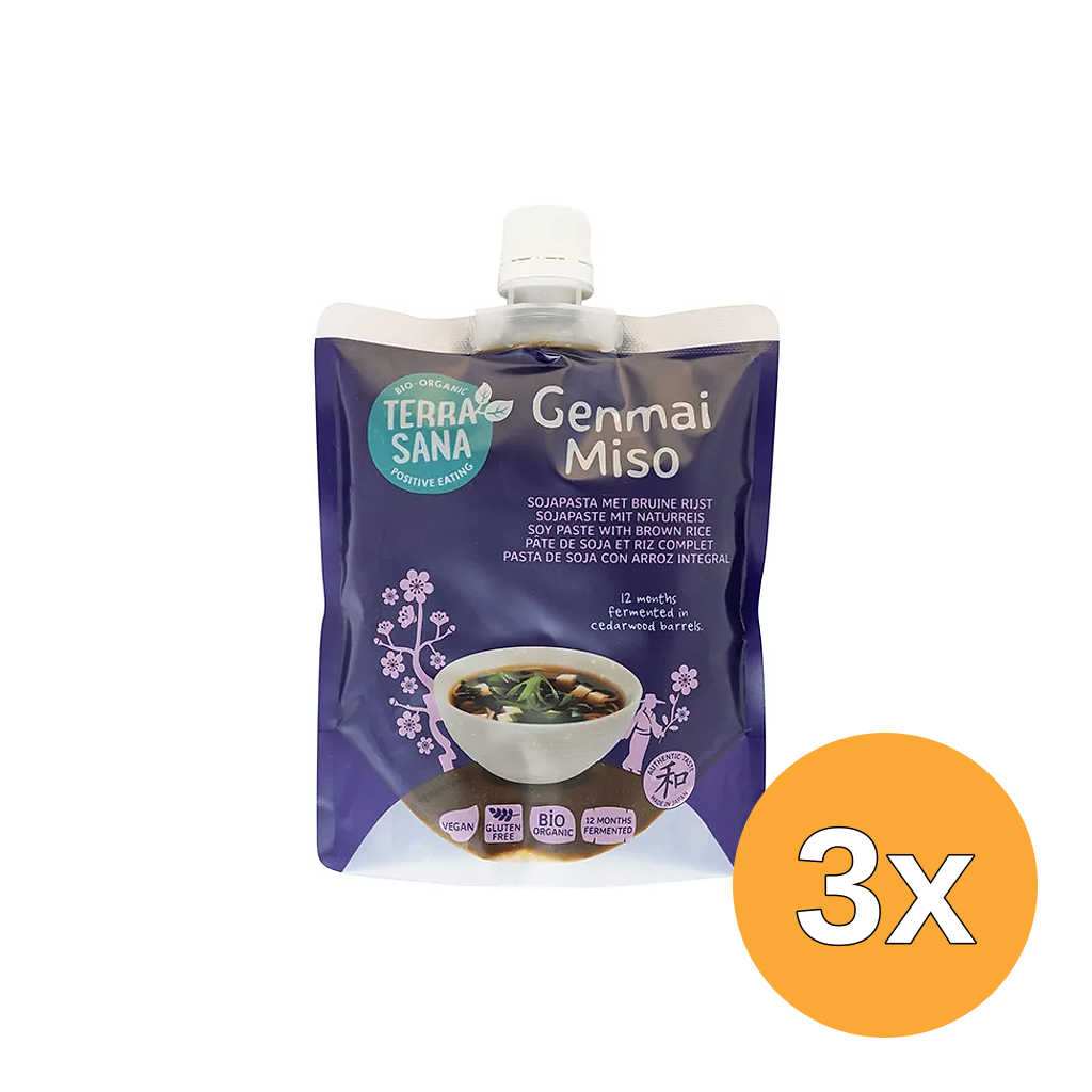 3x Terrasana Genmai Miso Eko Met Schroefdop Bio (345 gr)