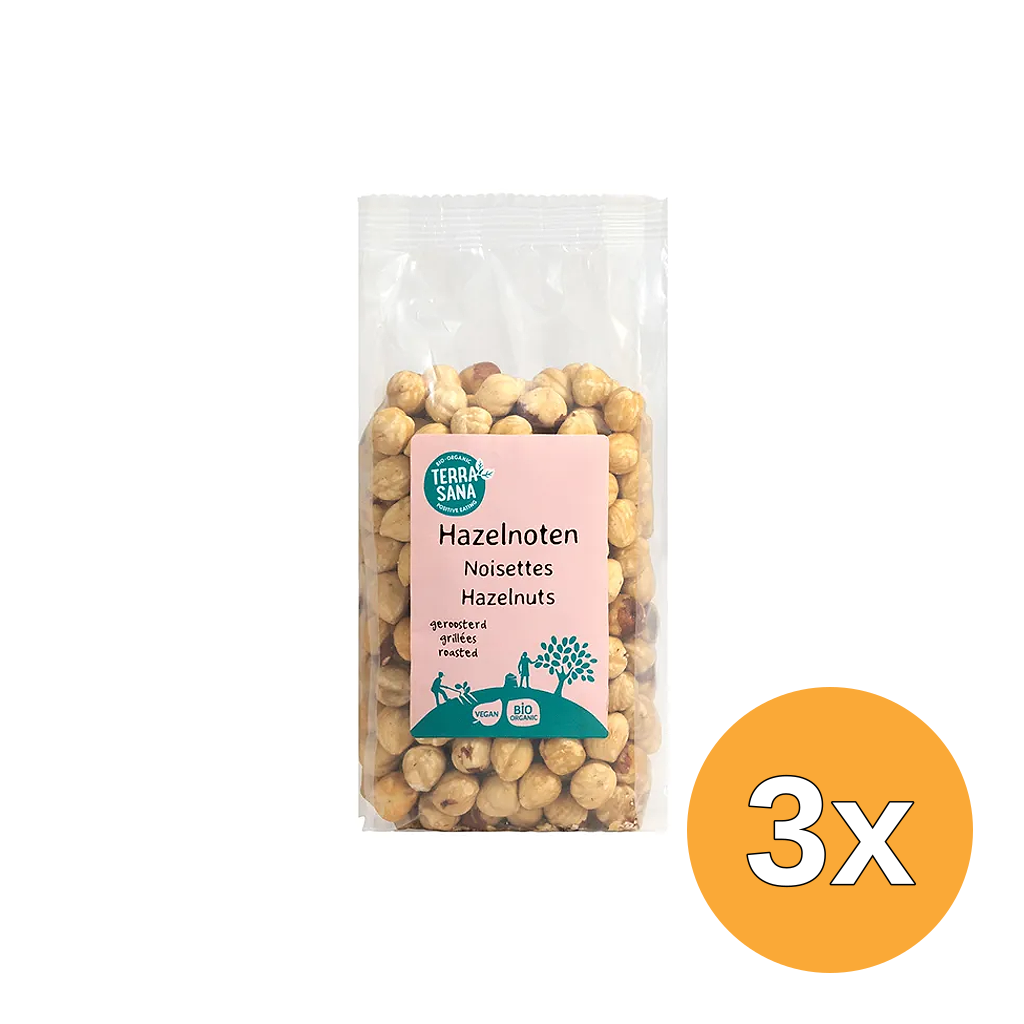 3x Terrasana Hazelnoten Geroosterd Bio (250 gr)