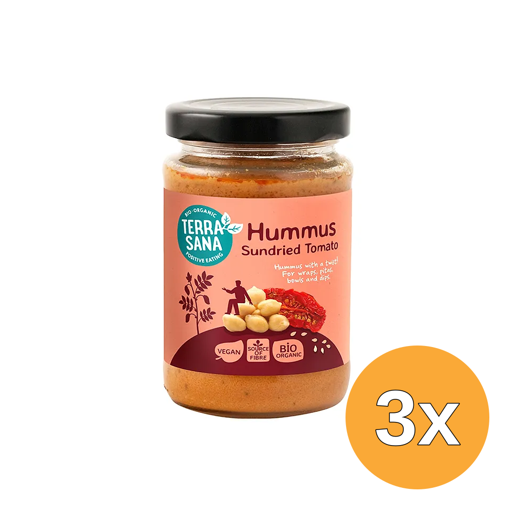 3x Terrasana Hummus Spread Zongedroogde Tomaat Bio (190 gr)