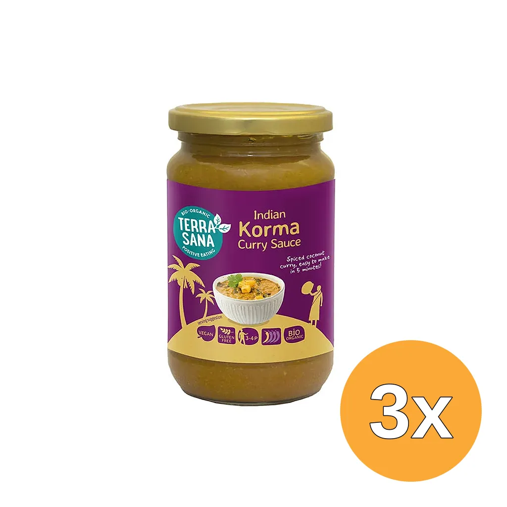 3x Terrasana Indiase Korma Currysaus (350 gr)