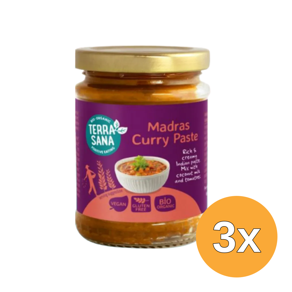 3x Terrasana Indiase Madras Currypasta (130 gr)