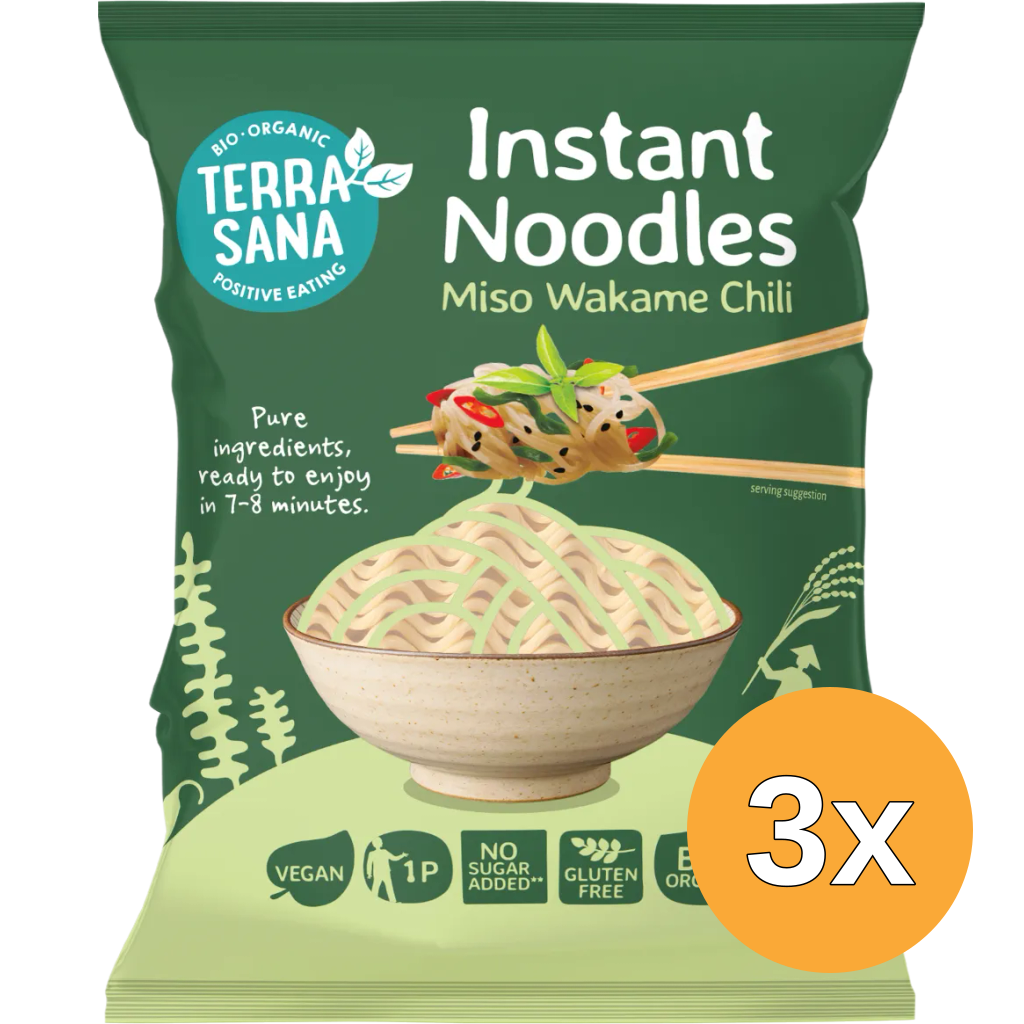 3x Terrasana Instant Noodles Wakame Chili (90 gr)