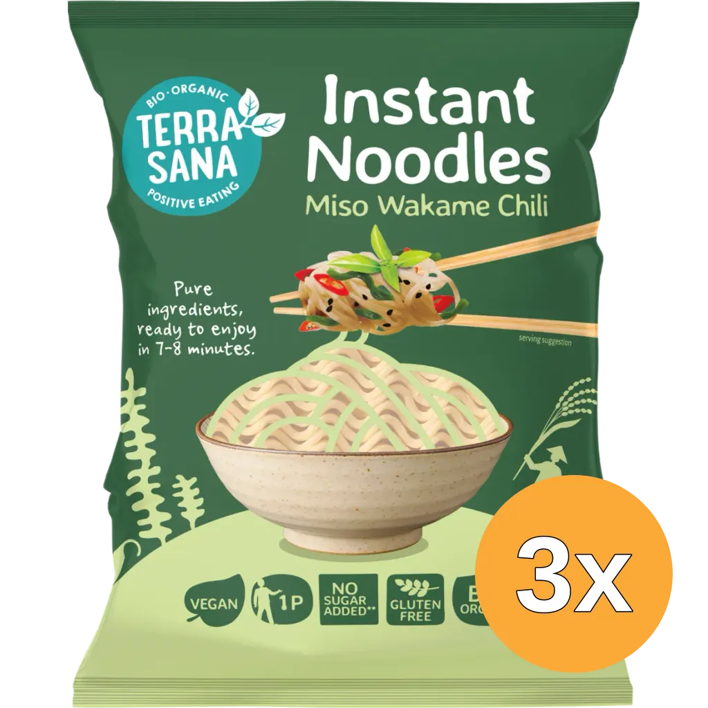 3x Terrasana Instant Noodles Wakame Chili (90 gr)