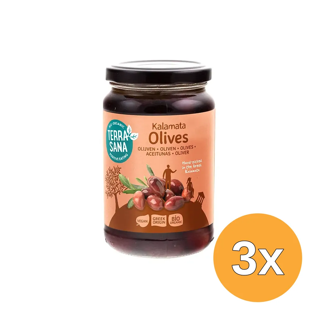 3x Terrasana Kalamata Olijven Eko Bio (345 gr)