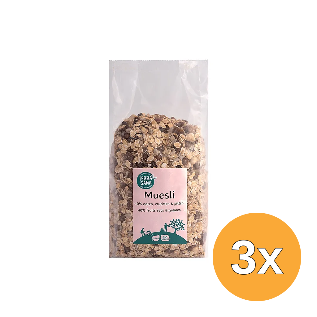 3x Terrasana Muesli Noten & Zuidvruchten Bio (1000 gr)