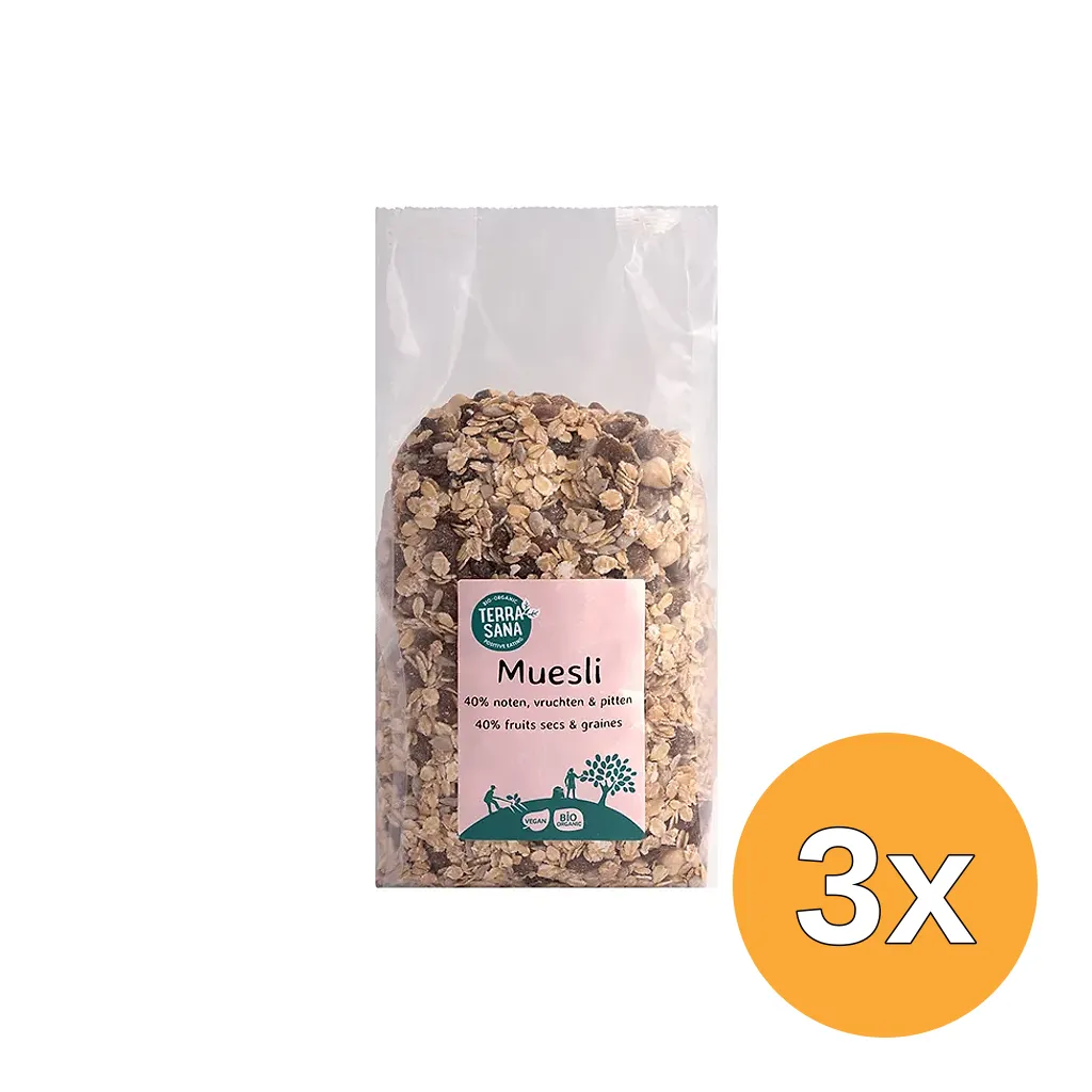 3x Terrasana Muesli Noten & Zuidvruchten Bio (1000 gr)