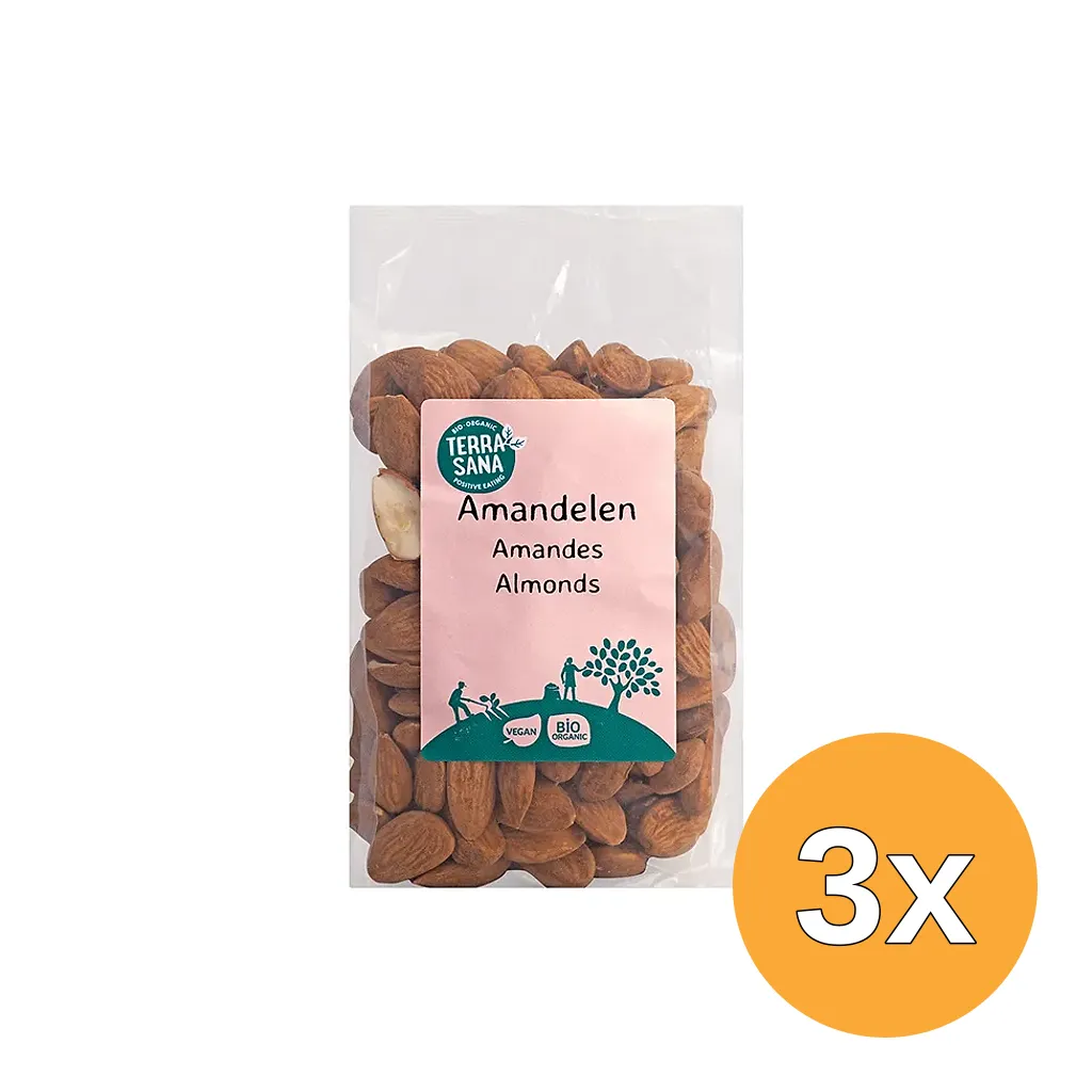 3x Terrasana Raw Amandelen Bruin Bio (225 gr)