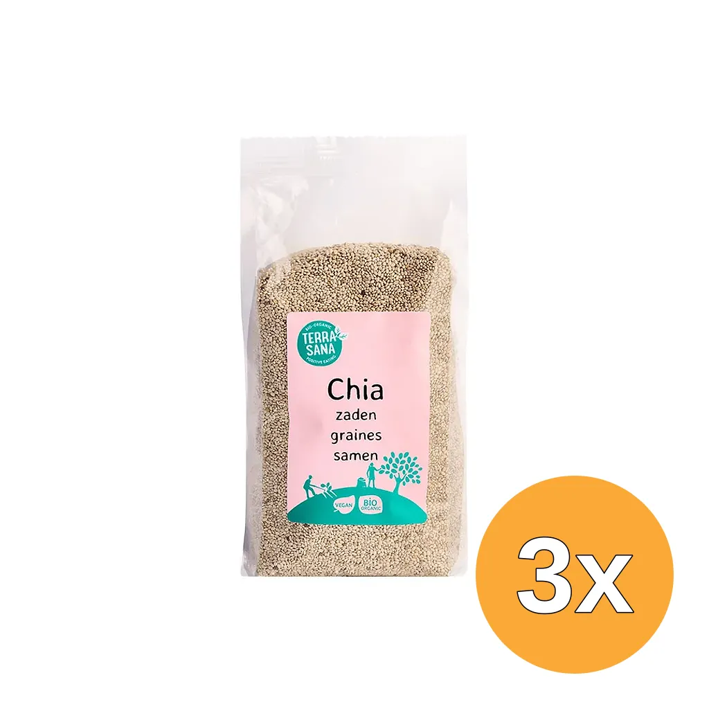 3x Terrasana Raw Chia Zaad Wit Bio (300 gr)