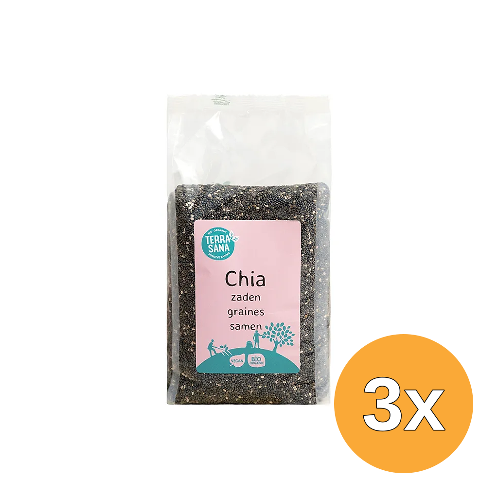 3x Terrasana Raw Chia Zaad Zwart Bio (300 gr)