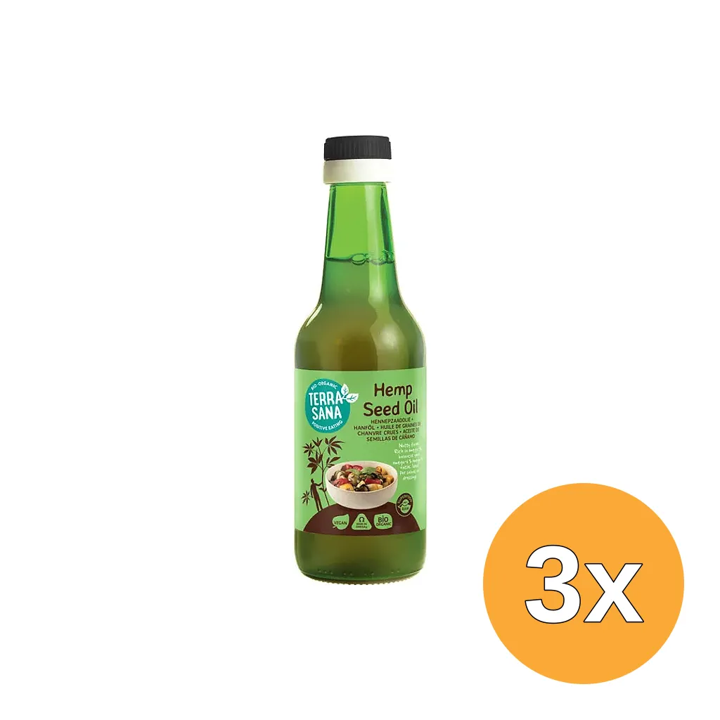 3x Terrasana Raw Hennep Olie Koudgeperst In Glas Bio (250 ml)