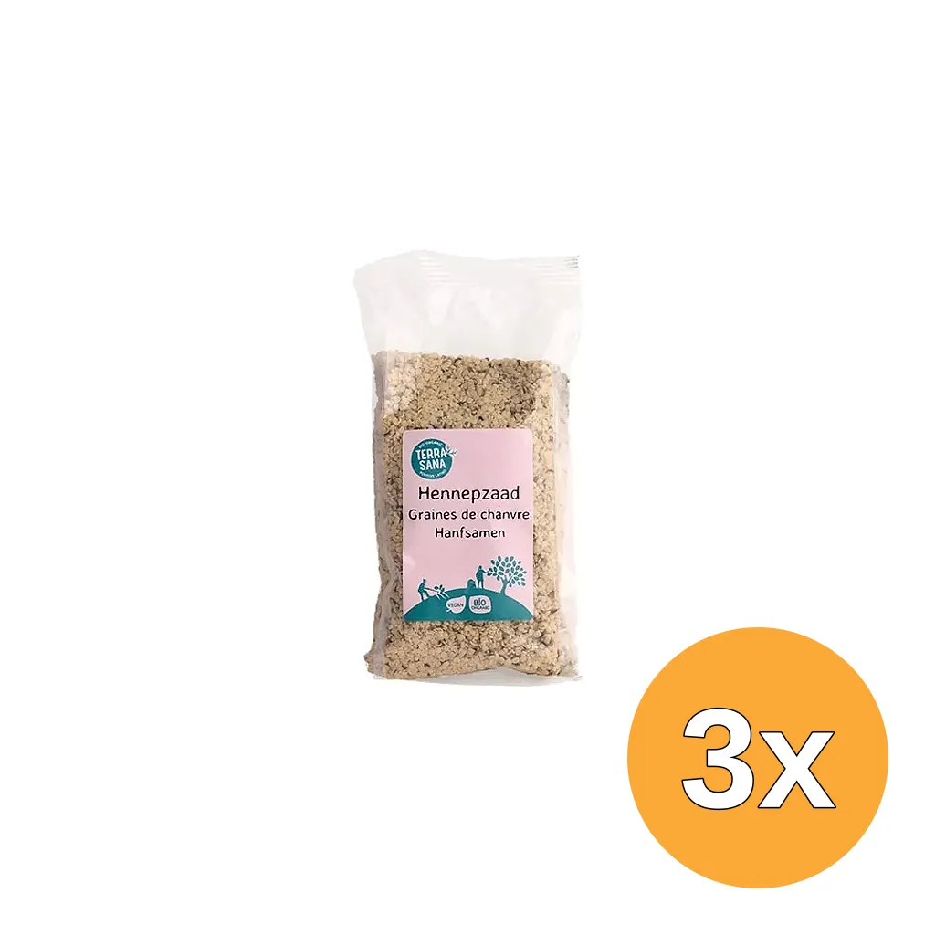 3x Terrasana Raw Hennepzaad Gepeld Bio (250 gr)