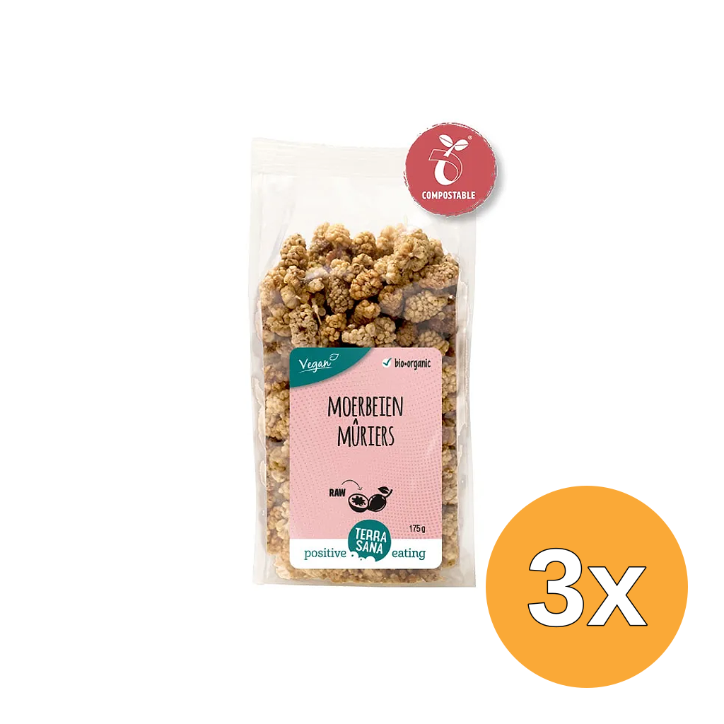 3x Terrasana Raw Moerbei Bessen Wit Bio (175 gr)