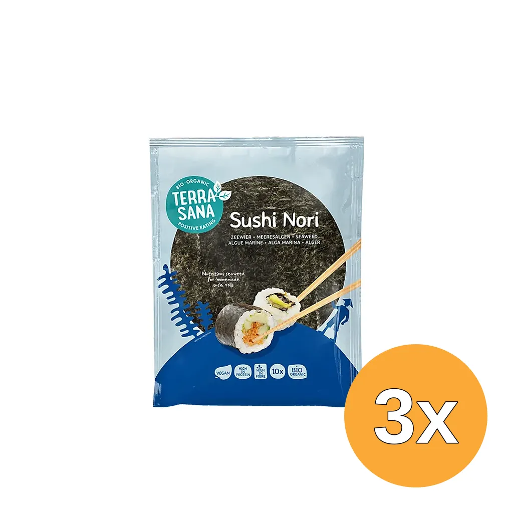 3x Terrasana Sushi Nori Geroosterd (28 gr)