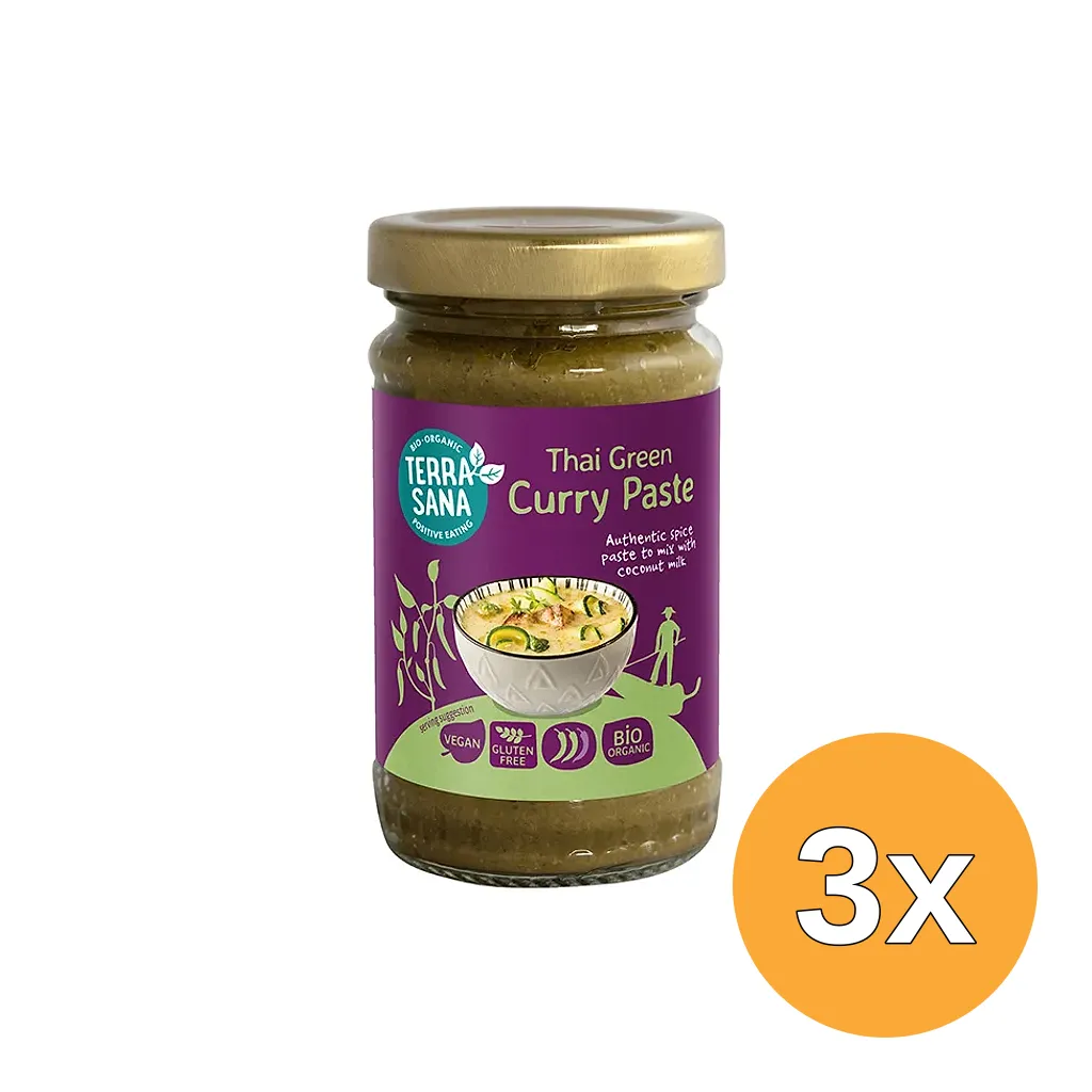 3x Terrasana Thaisegroene Currypasta Bio (120 gr)