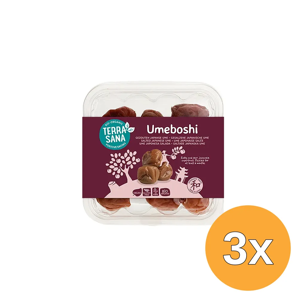 3x Terrasana Umeboshi Gezoute Japanse Abrikozen Bio (150 gr)