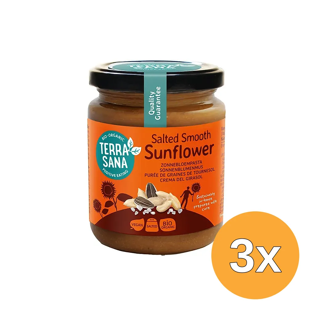 3x Terrasana Zonnebloempasta Met Himalayazout Bio (250 gr)