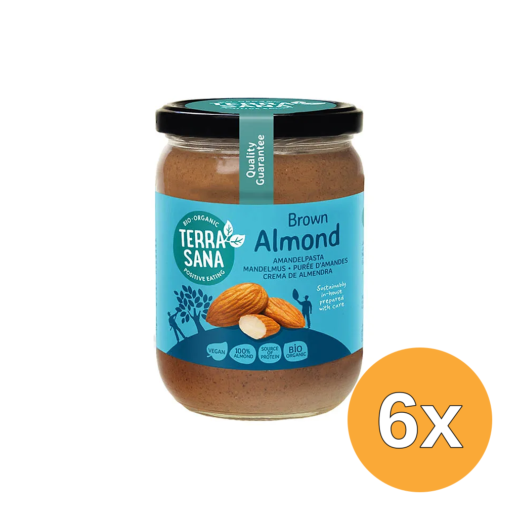 6x TerraSana Amandelpasta zonder zout bio (500 gr)