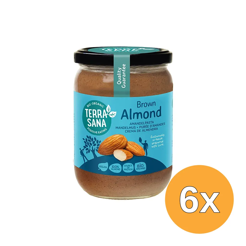 6x TerraSana Amandelpasta zonder zout bio (500 gr)