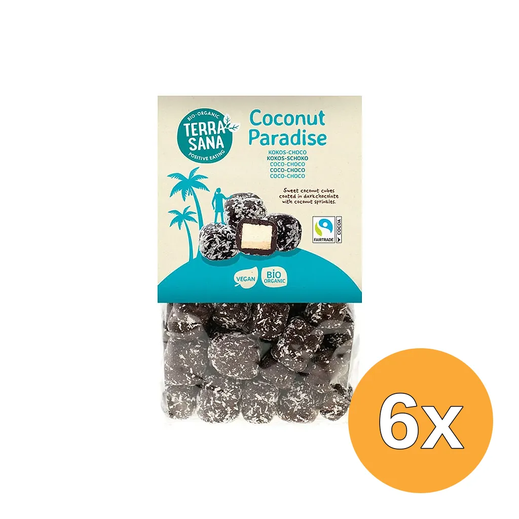 6x TerraSana Coconut paradise choco bio (150 gr)