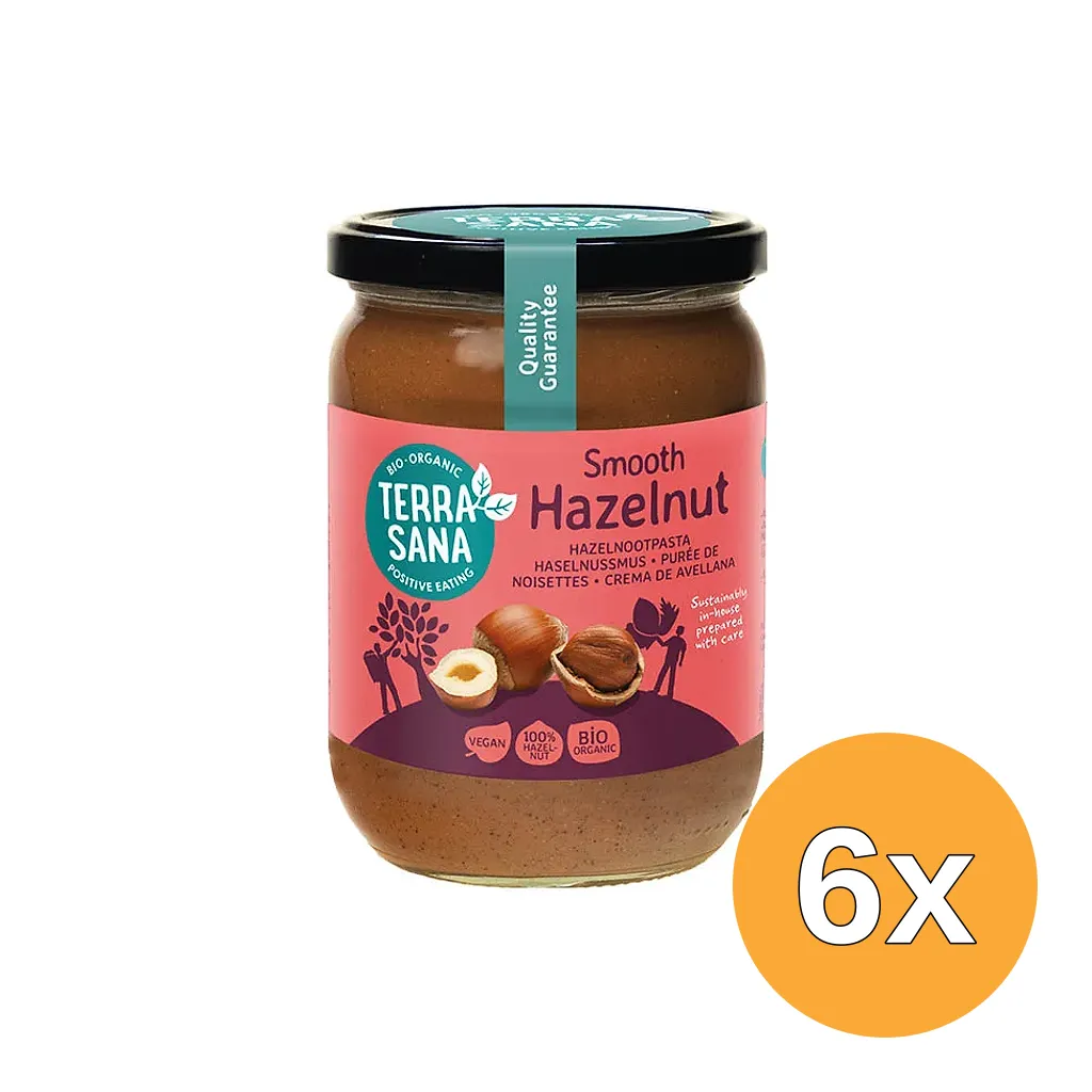 6x TerraSana Hazelnootpasta bio (500 gr)