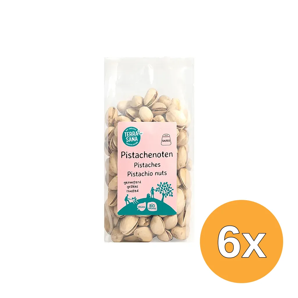 6x TerraSana Pistachenoten geroosterd met zout bio (200 gr)